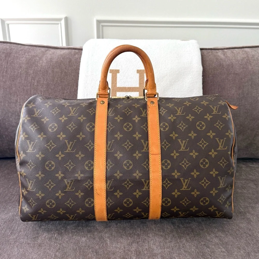 Authentic Louis Vuitton Keepall 45 travel duffel bag  M41428 monogram